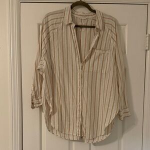 Aerie Linen Blend Coverup Shirt